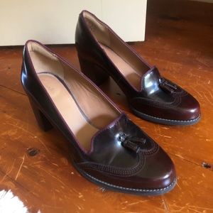 Clark’s heeled purple brown loafers